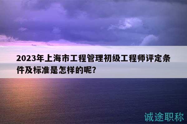 2023年上海市工程管理初级工程师评定条件及标准是怎样的呢？