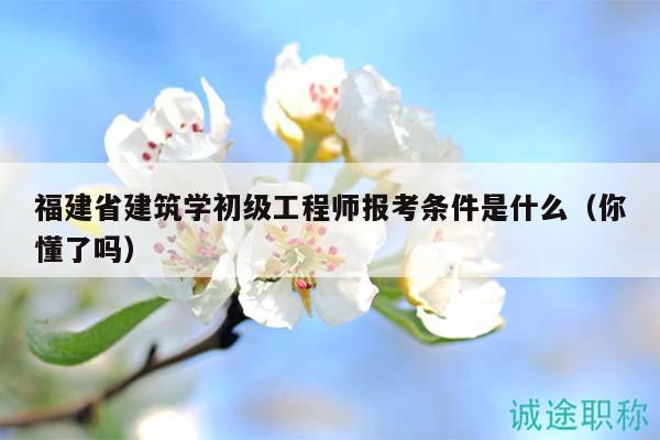 福建省建筑学初级工程师报考条件是什么（你懂了吗）