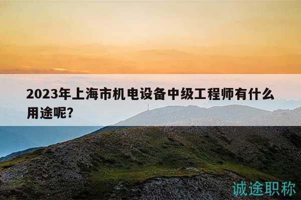 2023年上海市机电设备中级工程师有什么用途呢？