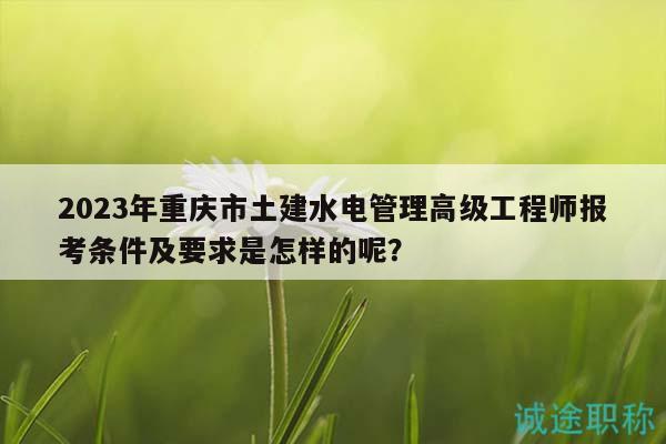2023年重庆市土建水电管理高级工程师报考条件及要求是怎样的呢？