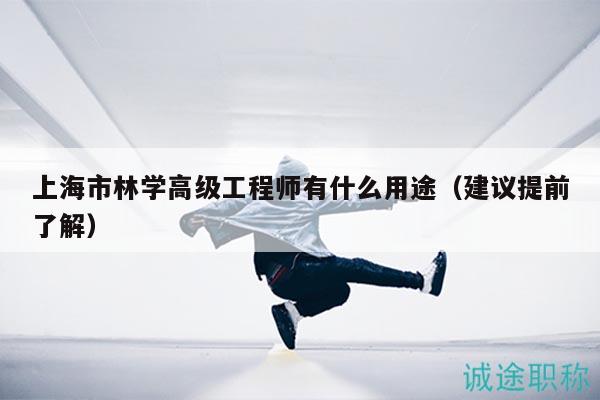 上海市林学高级工程师有什么用途（建议提前了解）
