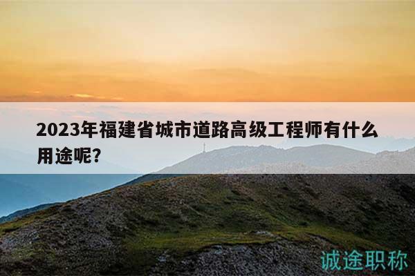 2023年福建省城市道路高级工程师有什么用途呢？