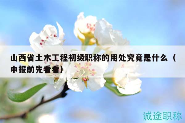 山西省土木工程初级职称的用处究竟是什么（申报前先看看）