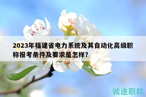 2023年福建省电力系统及其自动化高级职称报考条件及要求是怎样？