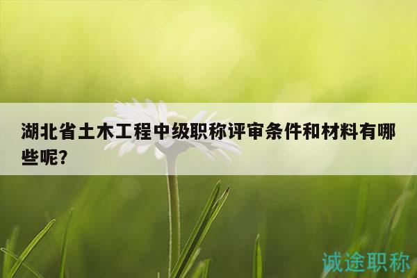 湖北省土木工程中级职称评审条件和材料有哪些呢？