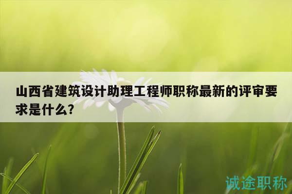 山西省建筑设计助理工程师职称最新的评审要求是什么？