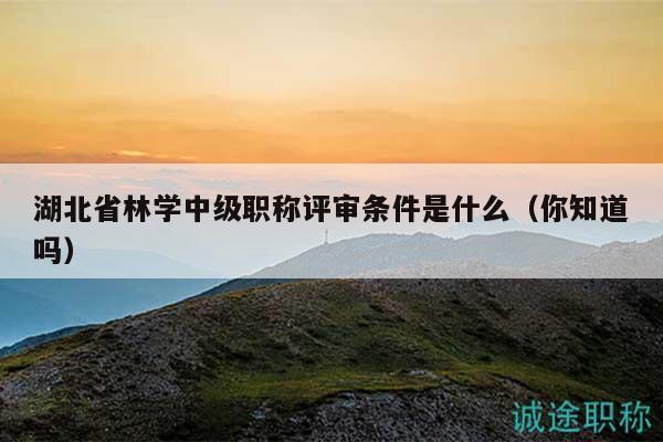 湖北省林学中级职称评审条件是什么（你知道吗）