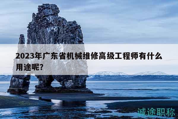 2023年广东省机械维修高级工程师有什么用途呢？