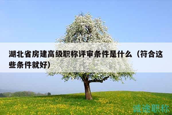 湖北省房建高级职称评审条件是什么（符合这些条件就好）