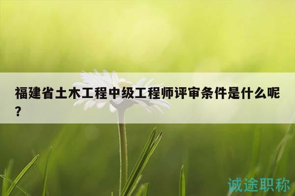 福建省土木工程中级工程师评审条件是什么呢？