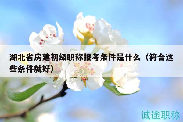 湖北省房建初级职称报考条件是什么（符合这些条件就好）