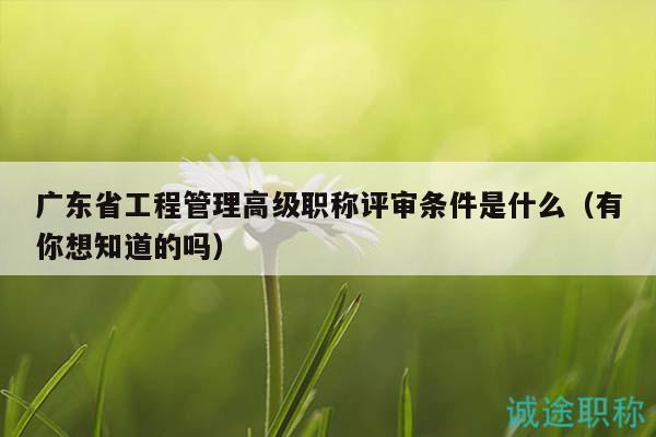 广东省工程管理高级职称评审条件是什么（有你想知道的吗）