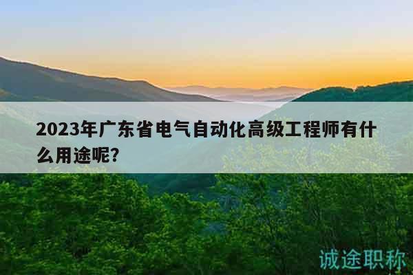 2023年广东省电气自动化高级工程师有什么用途呢？