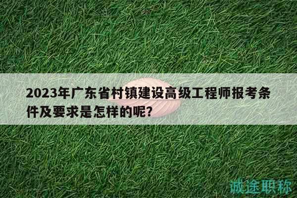 2023年广东省村镇建设高级工程师报考条件及要求是怎样的呢？