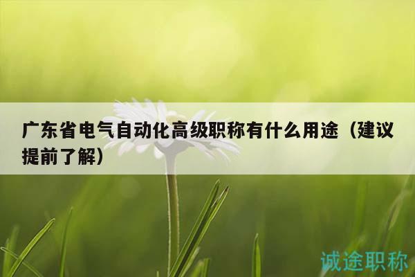 广东省电气自动化高级职称有什么用途（建议提前了解）
