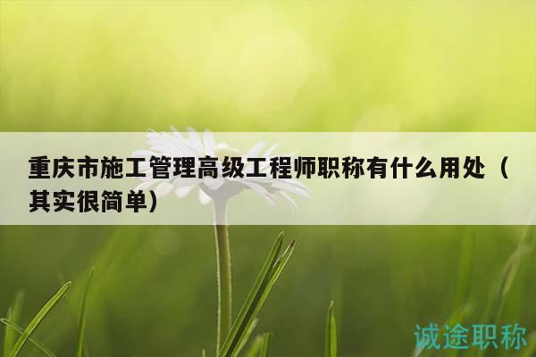 重庆市施工管理高级工程师职称有什么用处（其实很简单）