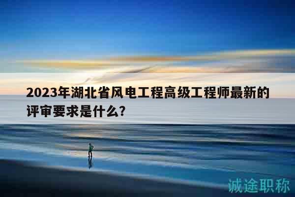 2023年湖北省风电工程高级工程师最新的评审要求是什么？