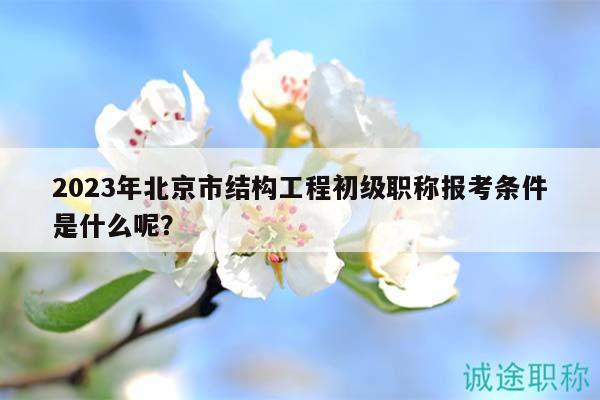 2023年北京市结构工程初级职称报考条件是什么呢？