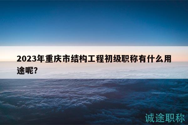 2023年重庆市结构工程初级职称有什么用途呢？