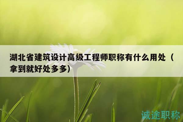 湖北省建筑设计高级工程师职称有什么用处（拿到就好处多多）