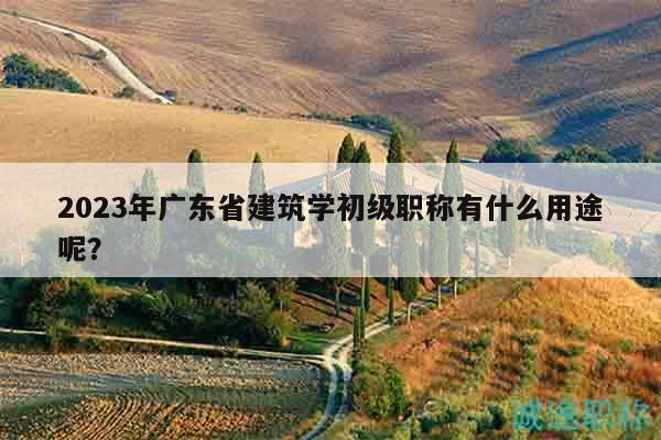 2023年广东省建筑学初级职称有什么用途呢？