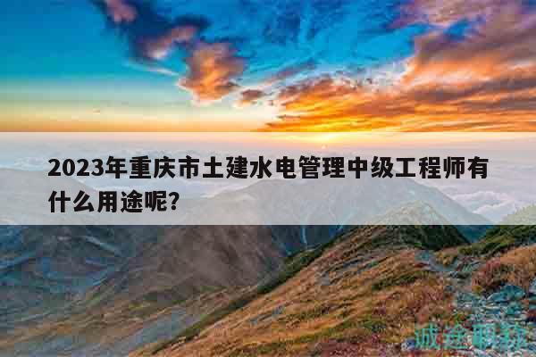 2023年重庆市土建水电管理中级工程师有什么用途呢？