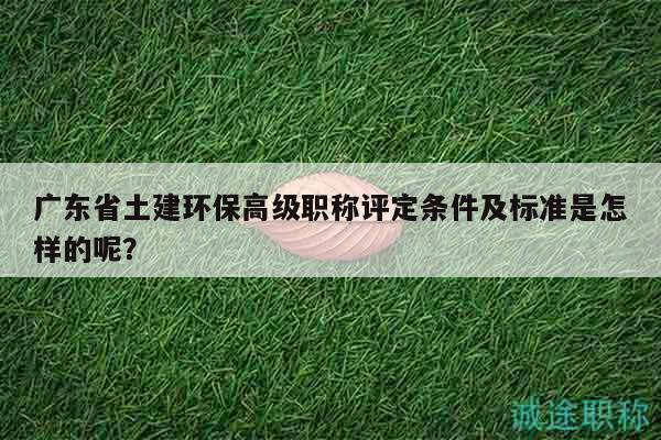 广东省土建环保高级职称评定条件及标准是怎样的呢？