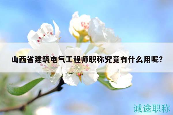 山西省建筑电气工程师职称究竟有什么用呢？