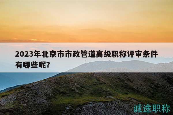 2023年北京市市政管道高级职称评审条件有哪些呢？