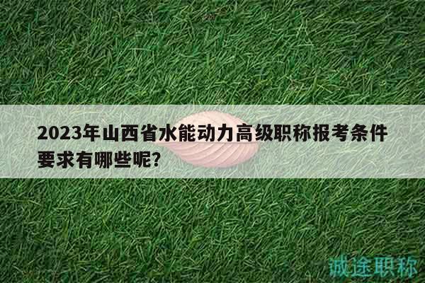 2023年山西省水能动力高级职称报考条件要求有哪些呢？