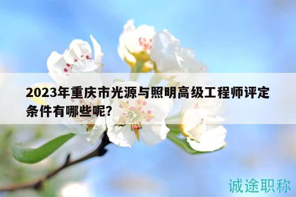 2023年重庆市光源与照明高级工程师评定条件有哪些呢？