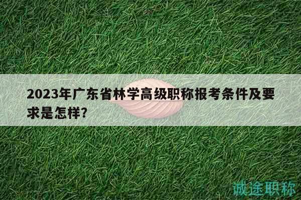 2023年广东省林学高级职称报考条件及要求是怎样？