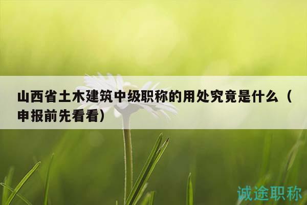 山西省土木建筑中级职称的用处究竟是什么（申报前先看看）