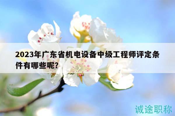 2023年广东省机电设备中级工程师评定条件有哪些呢？
