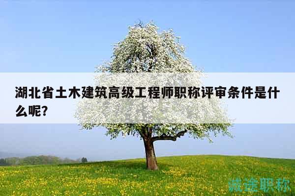 湖北省土木建筑高级工程师职称评审条件是什么呢？