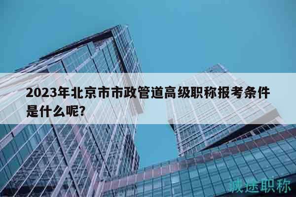 2023年北京市市政管道高级职称报考条件是什么呢？