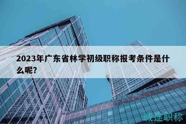 2023年广东省林学初级职称报考条件是什么呢？