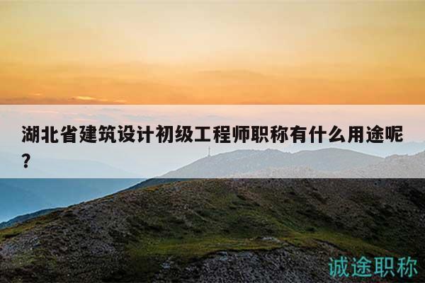 湖北省建筑设计初级工程师职称有什么用途呢？