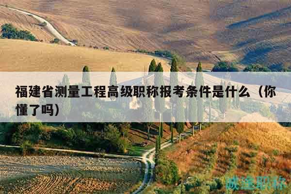 福建省测量工程高级职称报考条件是什么（你懂了吗）