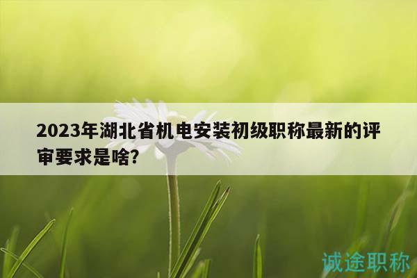 2023年湖北省机电安装初级职称最新的评审要求是啥？