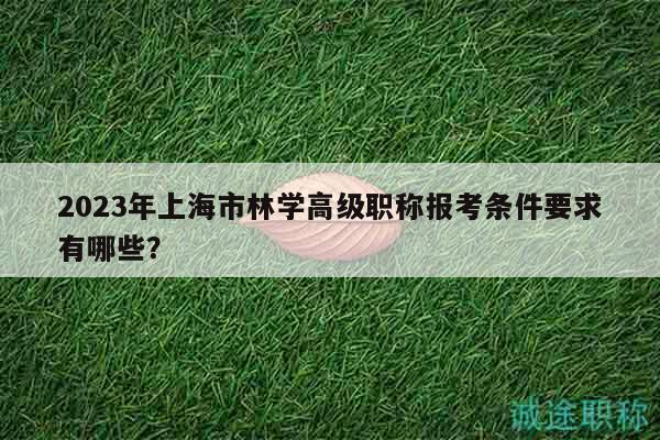 2023年上海市林学高级职称报考条件要求有哪些？
