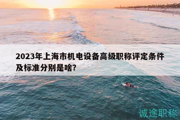 2023年上海市机电设备高级职称评定条件及标准分别是啥？