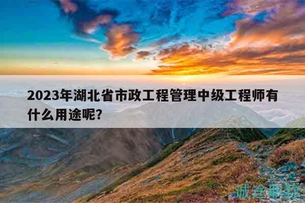 2023年湖北省市政工程管理中级工程师有什么用途呢？