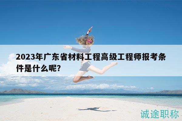 2023年广东省材料工程高级工程师报考条件是什么呢？