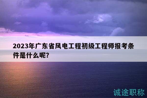 2023年广东省风电工程初级工程师报考条件是什么呢？