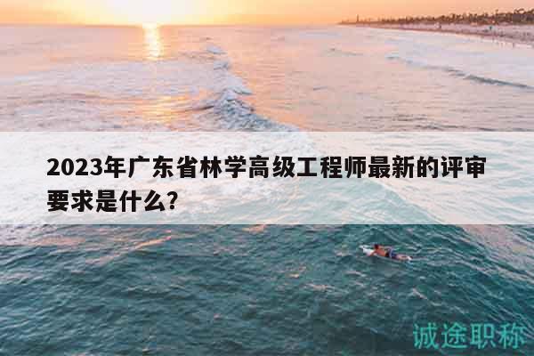 2023年广东省林学高级工程师最新的评审要求是什么？