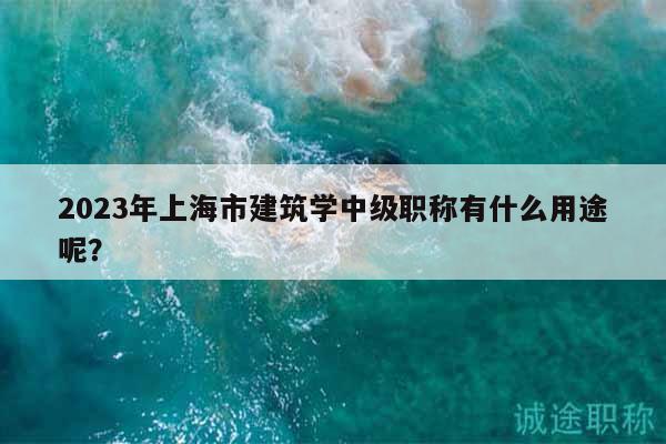 2023年上海市建筑学中级职称有什么用途呢？