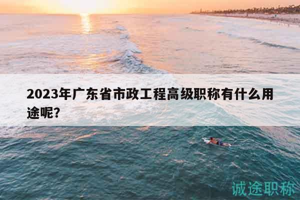 2023年广东省市政工程高级职称有什么用途呢？