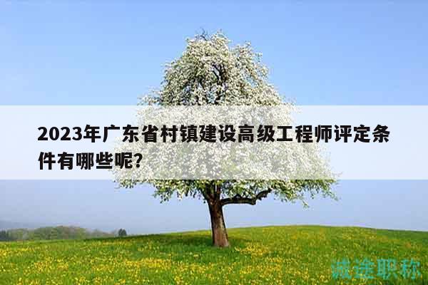 2023年广东省村镇建设高级工程师评定条件有哪些呢？