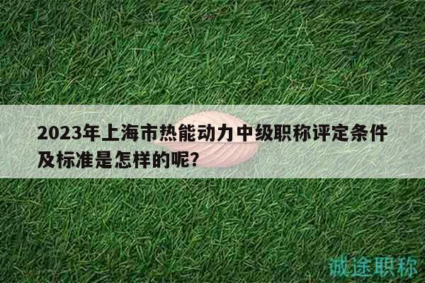 2023年上海市热能动力中级职称评定条件及标准是怎样的呢？